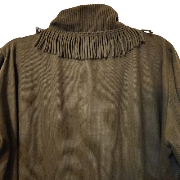 Lennie Fringe Cowl Neck Sweater - Women's XL - Green Pullover - Picture 8 of 10